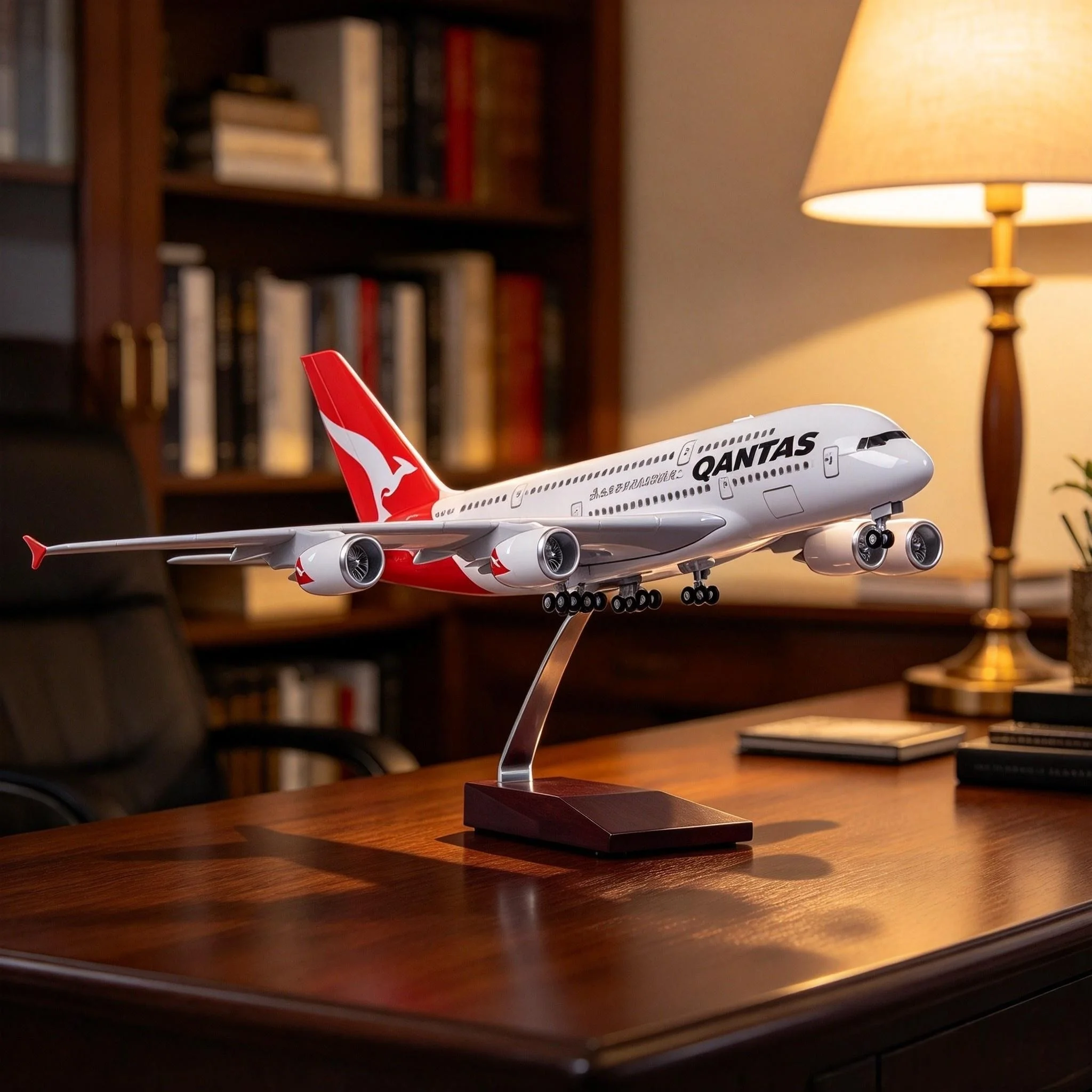 A380 Qantas Airline 45.5cm Airplane Model 1/160 Scale Die-Cast Plastic Model Resin Collectible With Wheels Airplane Model kit