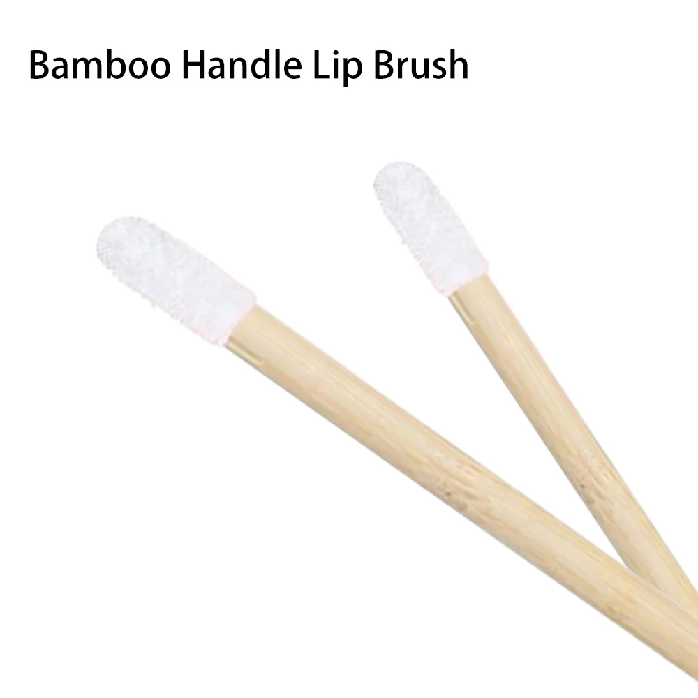 50/100pcs 립 브러쉬 대나무 손잡이 립 브러쉬 립스틱 글로스 완드 애플리케이터 메이크업 도구 속눈썹 연장 액세서리
