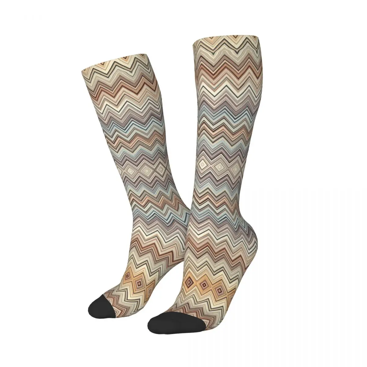 Zig Zag-Calcetines de tubo Alto hasta el muslo Multicolor para mujer, medias contemporáneas de camuflaje, moda cálida