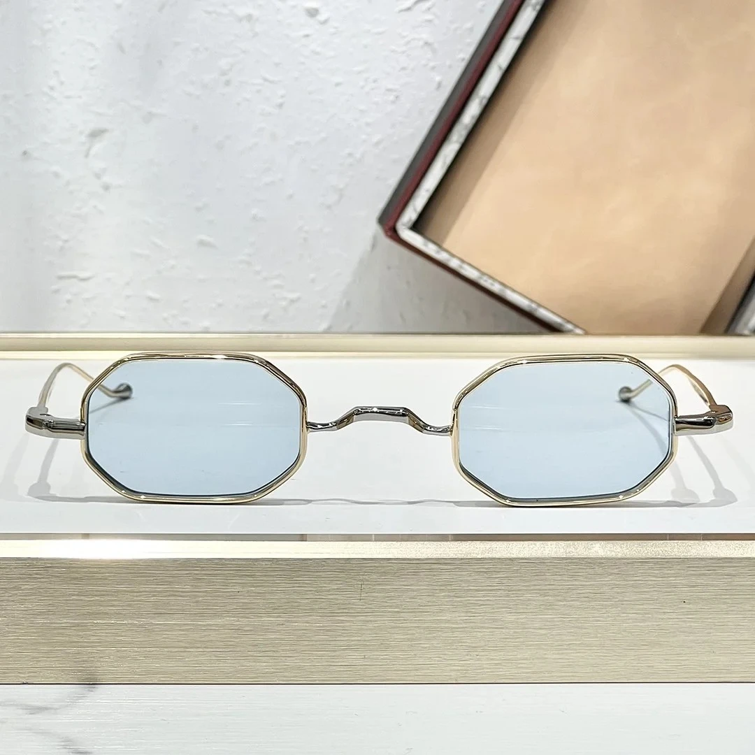 

JMM 2025 THE BURN Маленькие квадратные солнцезащитные очки мужские из золотого сплава дизайнерские UV400 винтажные очки с футляром