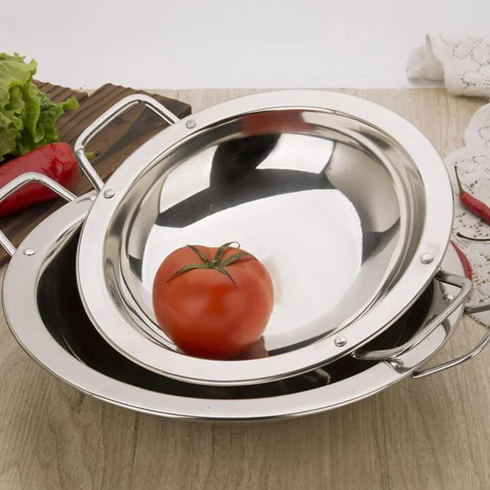 

Stainless Steel Dry Pot Seafood Pan Hot Pot Cookware 26cm Food Grade Multipurpose Pan for Home Camping Induction Cooker Use