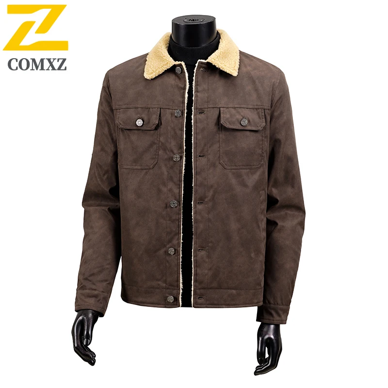 

Autumn and Winter Parka Vintage Men's Tooling Windproof Warm Jacket Outdoor Lining Fleece-lined Thickened Plush Collar Jacket