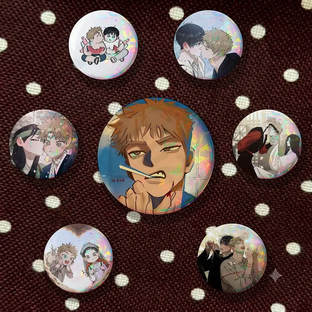 Red Thread Quest Anime 58mm Badge Brooches on Backpack Clothes Handmade Round Enamel Pins for Jewelry
