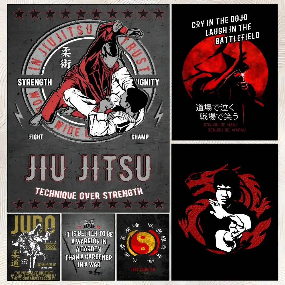 Martial Art Advertising Poster Self-adhesive Art Room Entrance Restaurant Wall Decor Art Painting