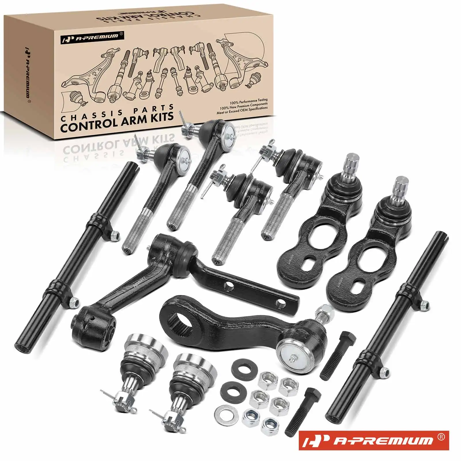 A-Premium 12x Pitman & Idler Arm & Tie Rod End & Ball Joint for Ford Crown Victoria 1995-2002 Lincoln Town Car 1995-2002