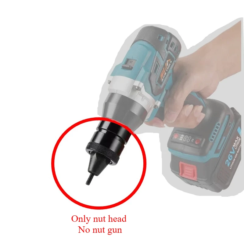 Automatic Rivet Nut Gun Head M3-M10 Multifunction Cordless Lithium Riveting Tool Head Electric Blind Rivet Gun Press Tool Head