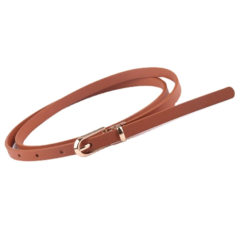 New Fashion Black White Red Brown Blue Yellow Pink Thin Pu Leather Belt Female Waist Belts for Women Dress Jeans Strap Belts