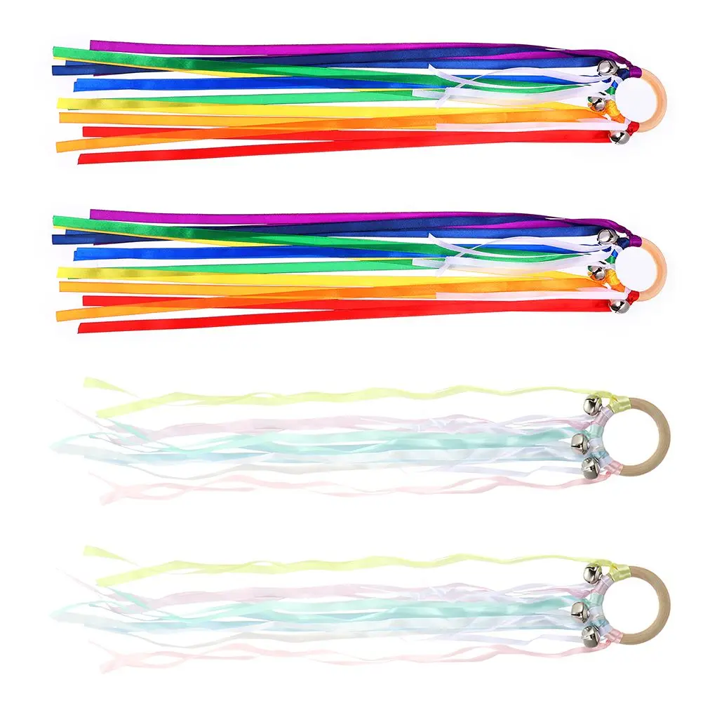 

2Pairs Gymnastics Party Ribbon Lightweight Portable Rhythmic Props Kids Dance Yoga Ribbon Colored Streamer Bell