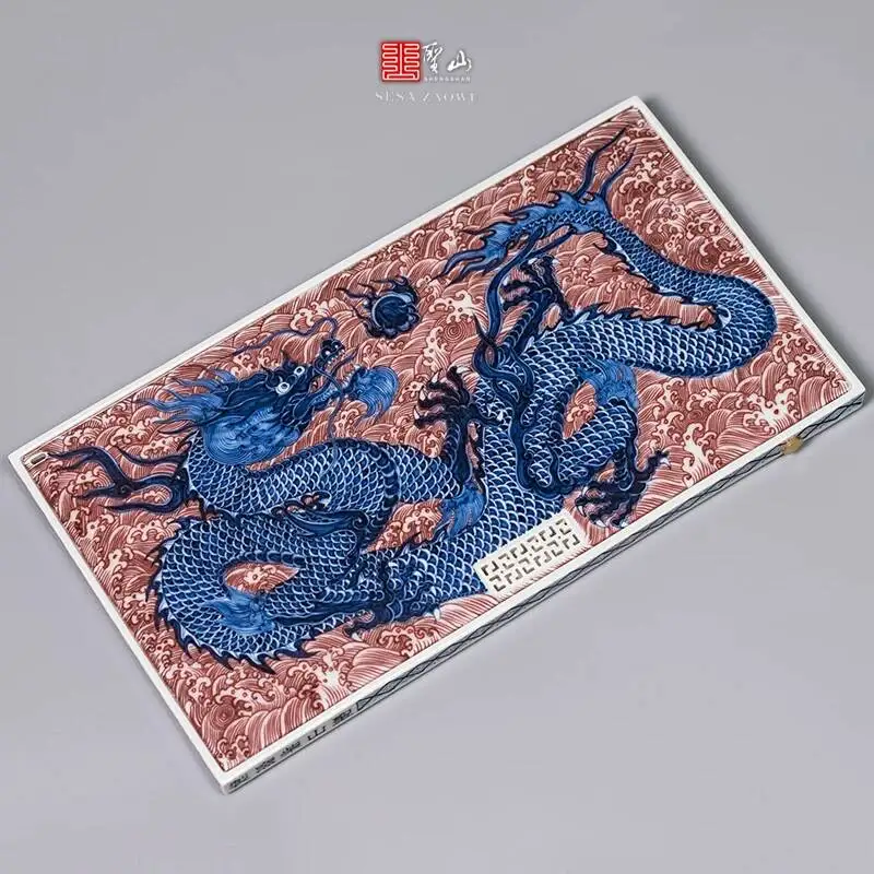 Shengshan High-End Imitation Ming Dynasty Blue And White Underglaze Red 3.0 Dragon Dancing With Pearls Jingdezhen Handmade