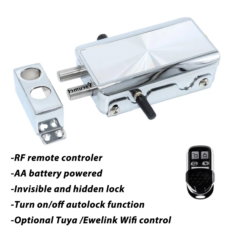 Smart Electronic Lock Home Door Inward Outward Open AutoLock RF Remote Control Wooden Door Lock Tuya Ewelink App Lock Optional