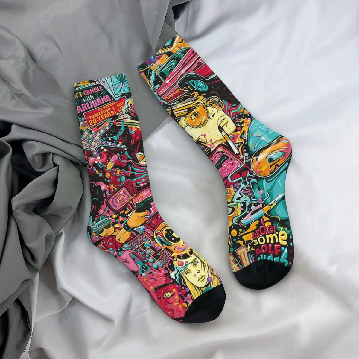 Fear And Loathing In Las Vegas Art Socks Harajuku Absorbing Stockings All Season Long Socks Accessories for Man Woman Gifts