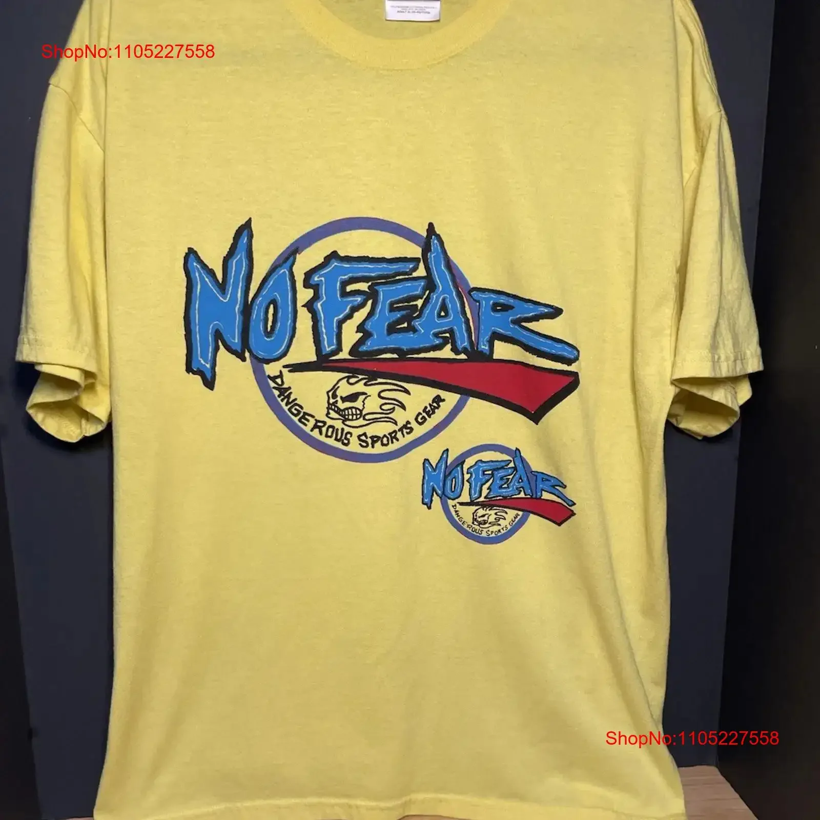 Vintage No Fear Dangerous Sports Gear Streetwear T Shirt Adult XL vintage Washed fashion Versatile Stretched Casual Stylish