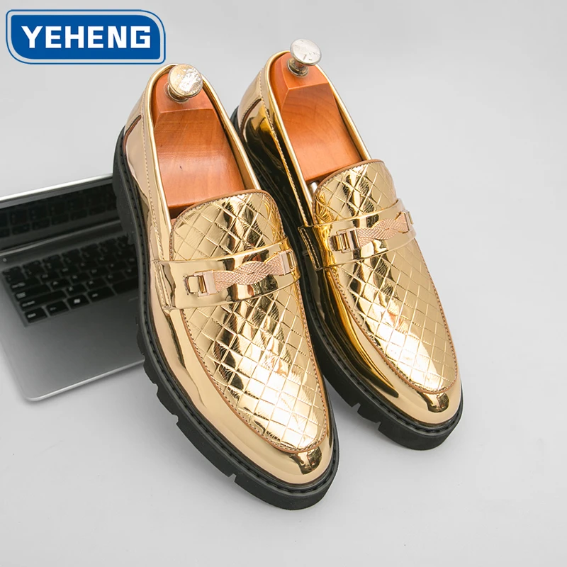 

Дизайнерская мужская обувь Золотая кожаная модная кожаная обувь Туфли для вечеринок Удобная деловая официальная обувь с острым носком Мужская обувь