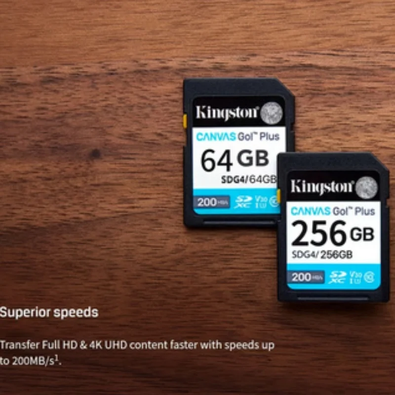 킹스톤 SDG4 메모리 카드 64GB 128GB 256GB DSLR 미러리스 카메라 및 4K 비디오용 최대 읽기 속도 200MB/s