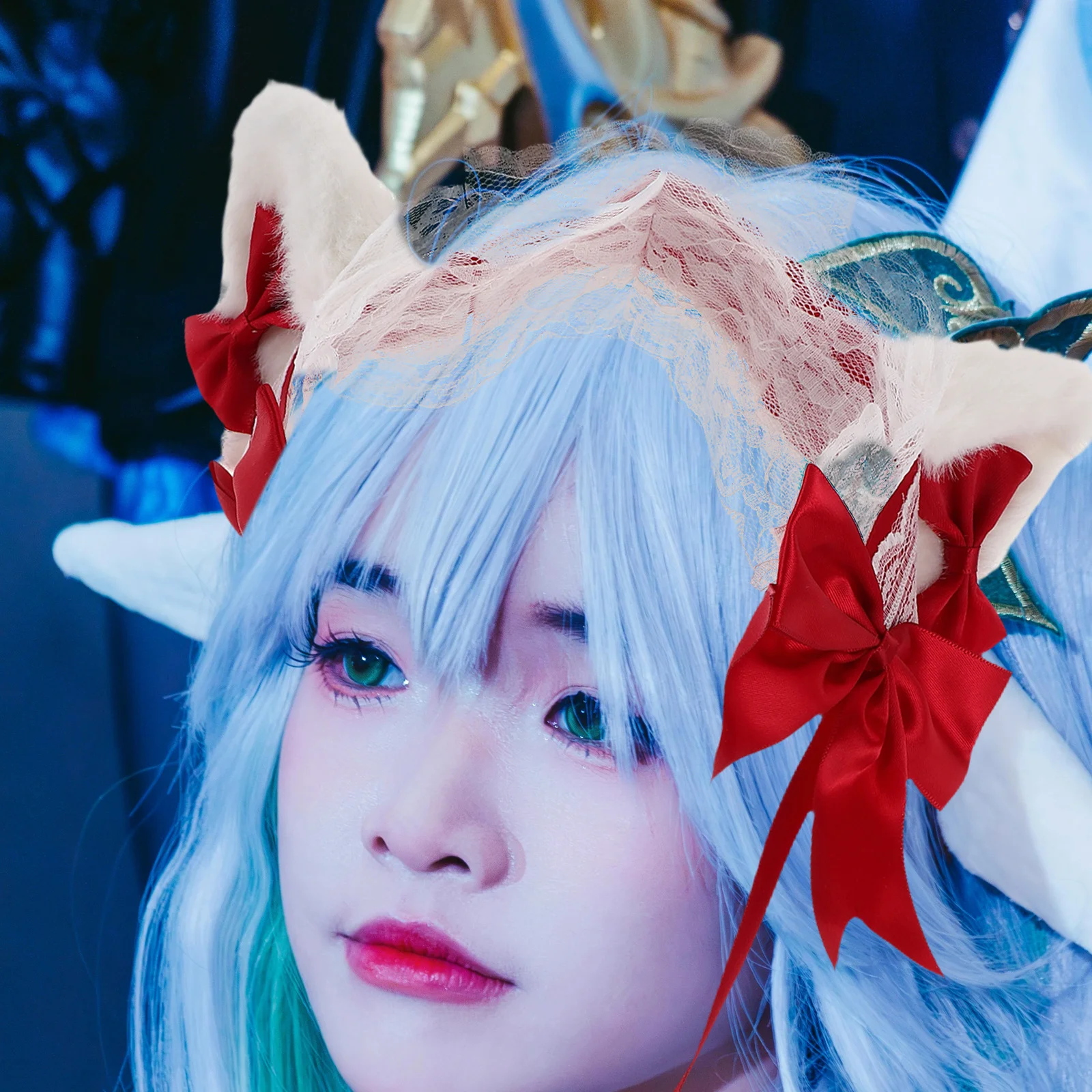 

Cat Ears Headband Lolita Bow Lace Maid Hairband Soft Comfortable Halloween Party Cosplay Headpiece Women