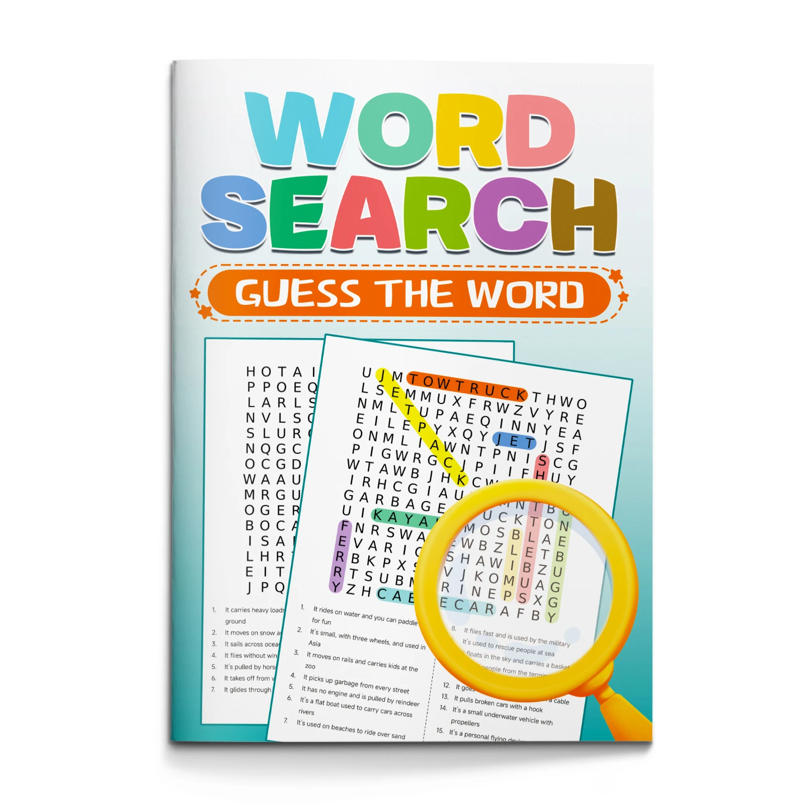 

Word Search Puzzle Book – Guess the Word Challenge for Kids & Adults, Fun Brain-Training Activity