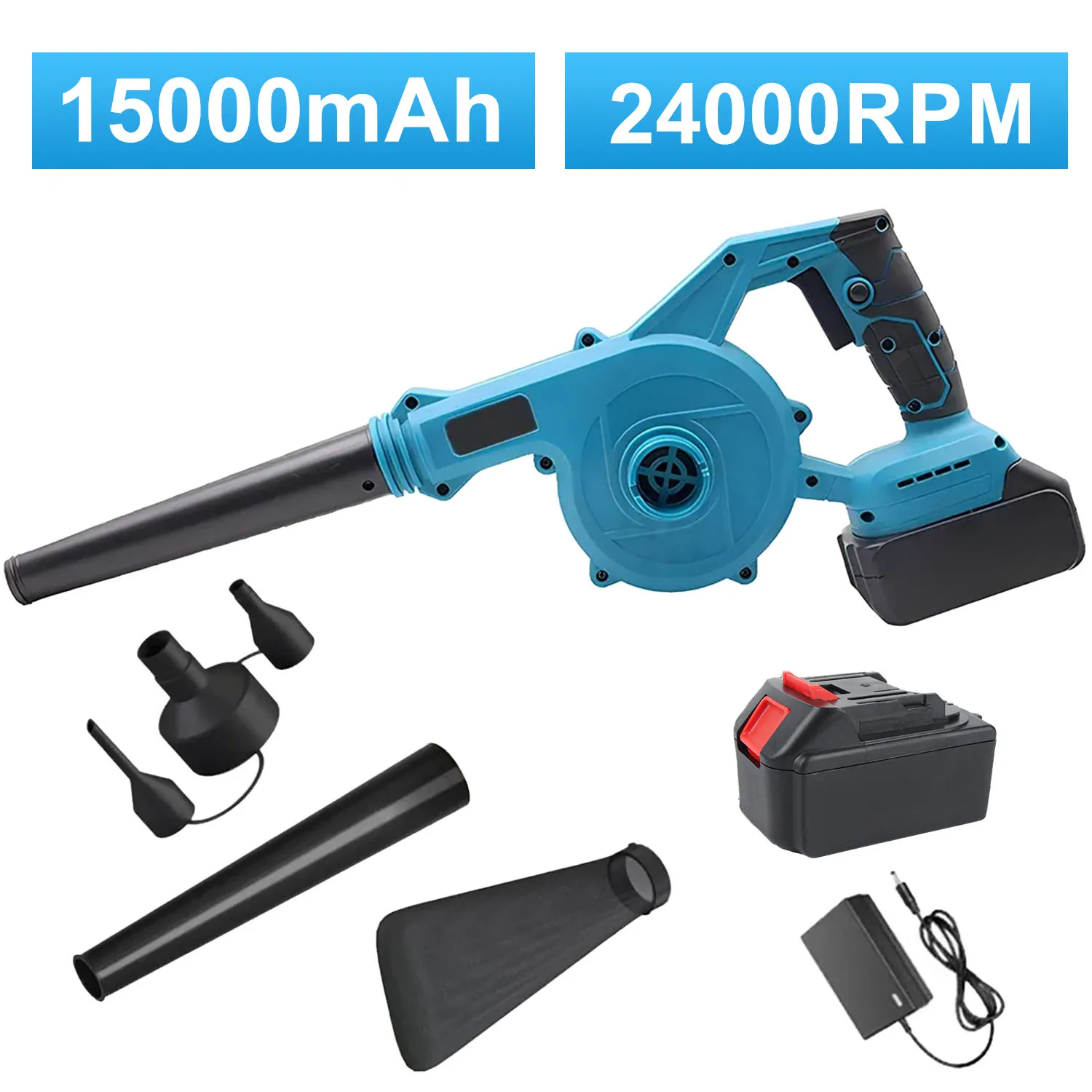 2-in-1 Handle Electric Blower Mini Cordless Leaf Blower for 18V Makita Battery, 24000 RPM Vacuum Cleaner High Pressure