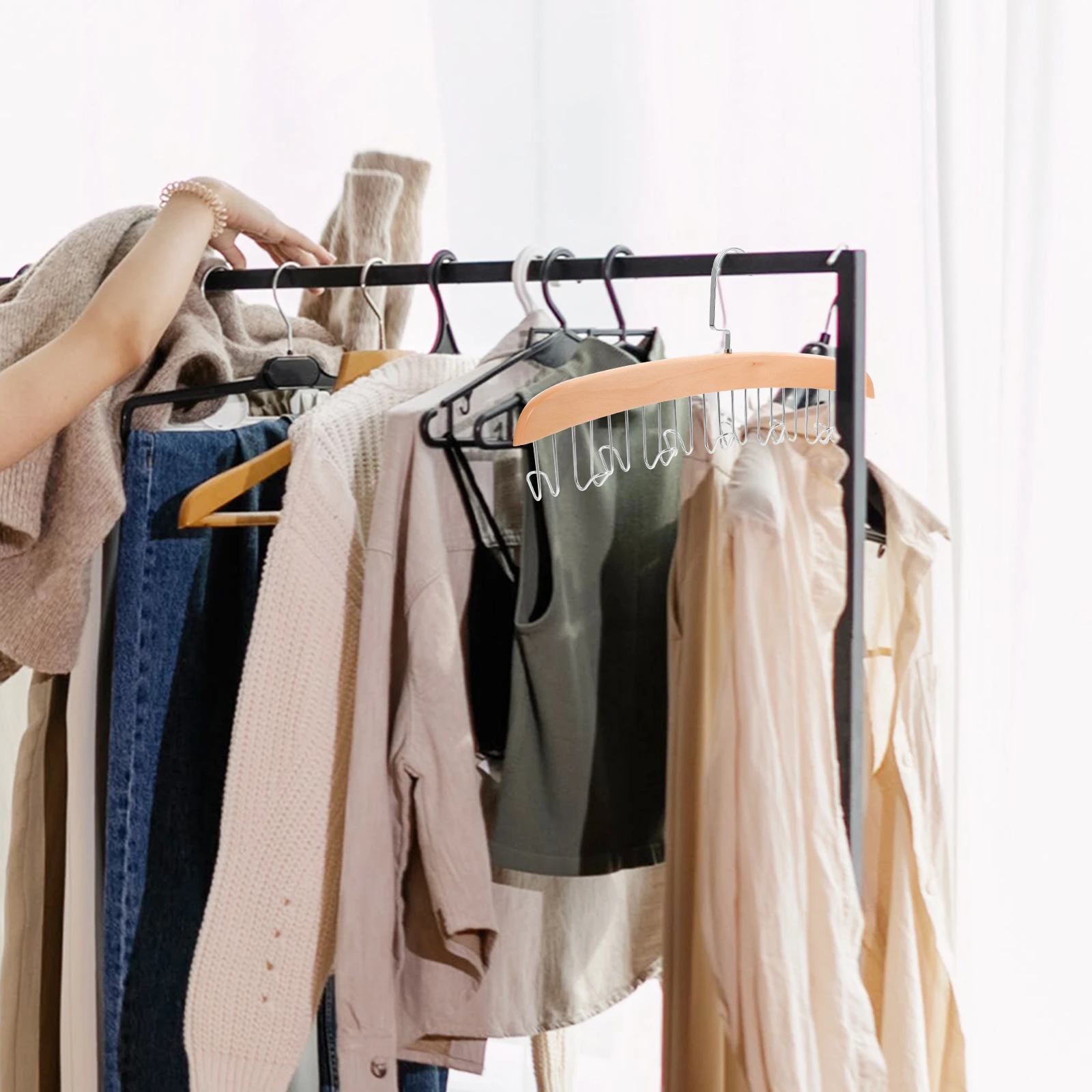 

Bra Hanger Closet Organizer Iron Wood Space Saving Hook Closet Storage Rack for Vest Tank Tops Bra Organizer Tank Tops Hanger