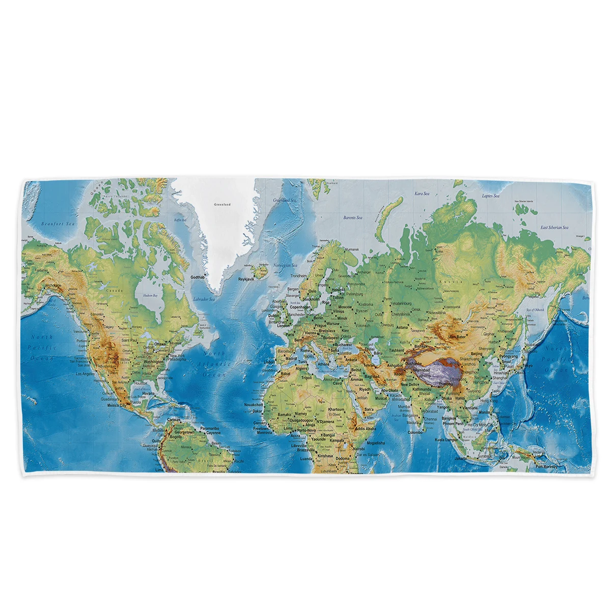 World Map Beach Towel  For Bathroom Beach  27Inchx60Inch For Adults Mens Women Girls Gift