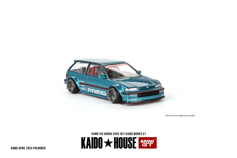 Kaido House + MINIGT 1/64 Honda Civic (EF) Kaido Works V1 KHMG126 Car Alloy Toys Motor Vehicle Diecast Metal Model for Children