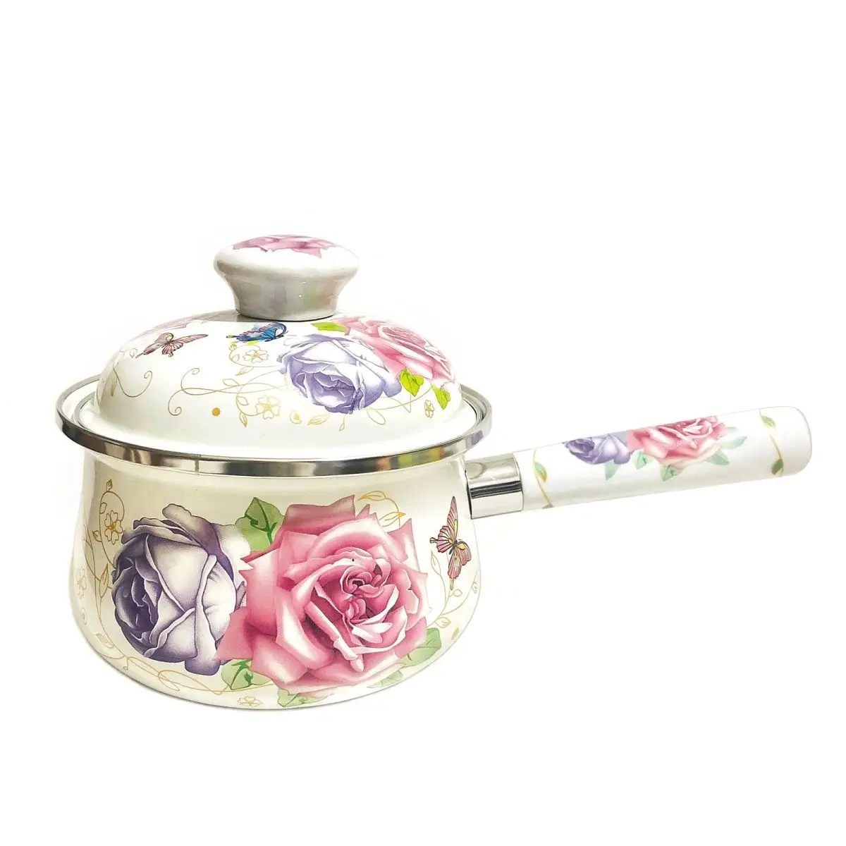 Enameled Single-handle Saucepan Anti-scald Enamel Pot Thickened Stew Pot Household Small Saucepan