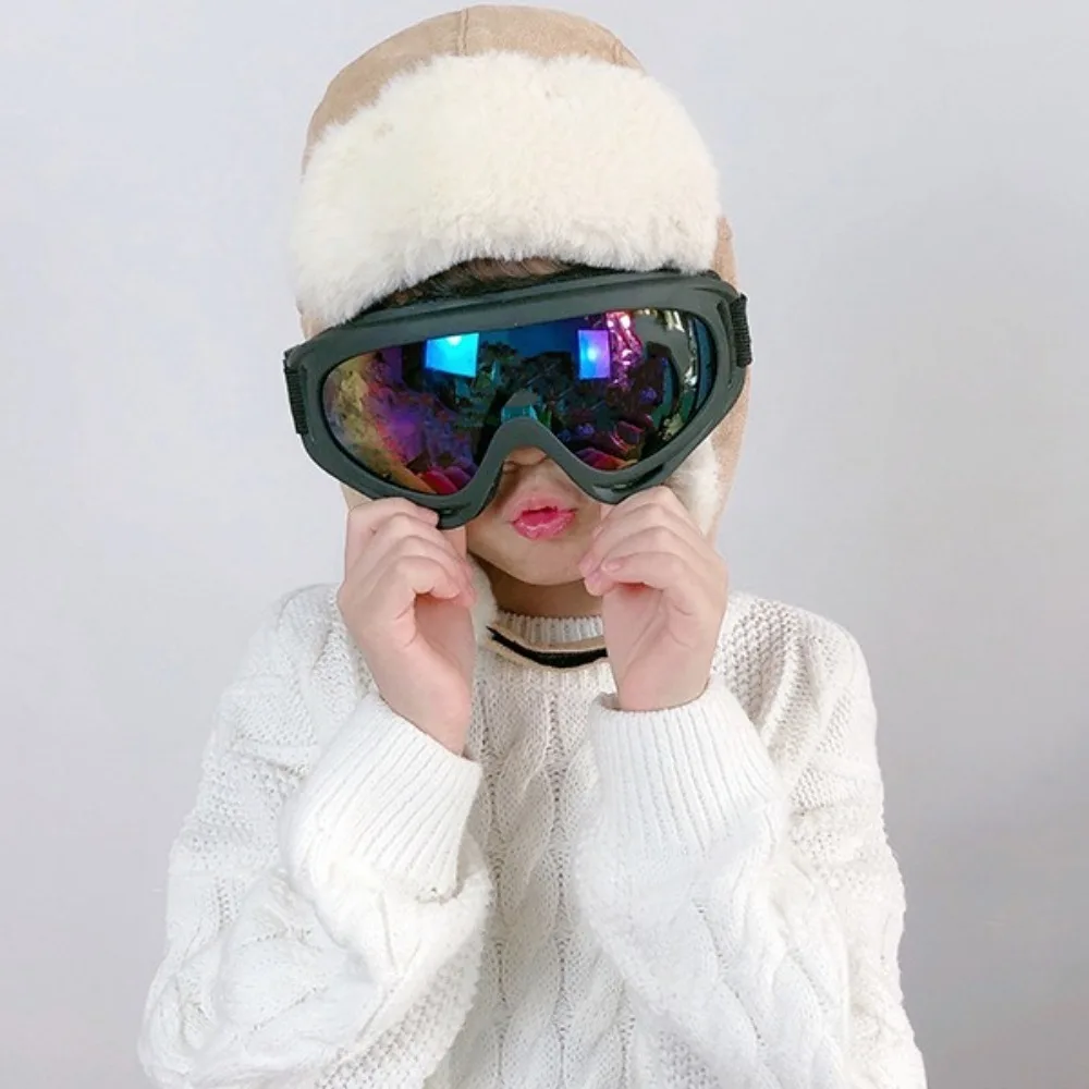 

Fashion Warm Ski Cap with Glasses Goggles Soft Pilot Hat Cute Thickened Bear Ears Hat Winter