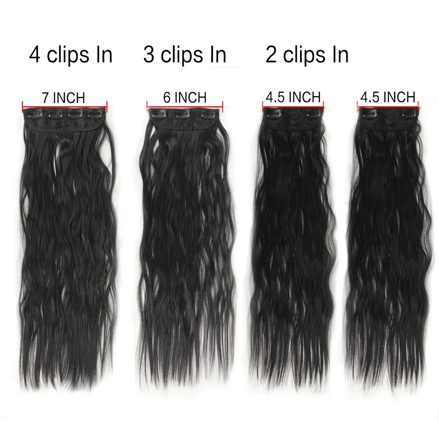 Long synthetic 4pcs/set clip in hair extenstion 20inch water wave 11clips Wavy Hairpiece Clip On Hair Extensions Heat Resistant