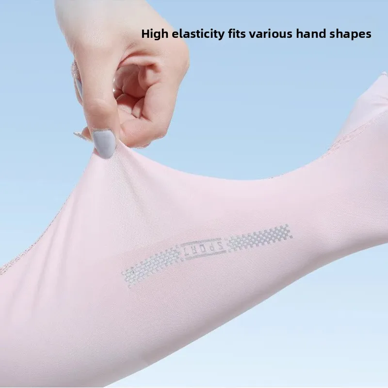 Guantes de protección solar para conducir en verano, guantes largos de medio dedo finos de seda helada con protección solar, ...