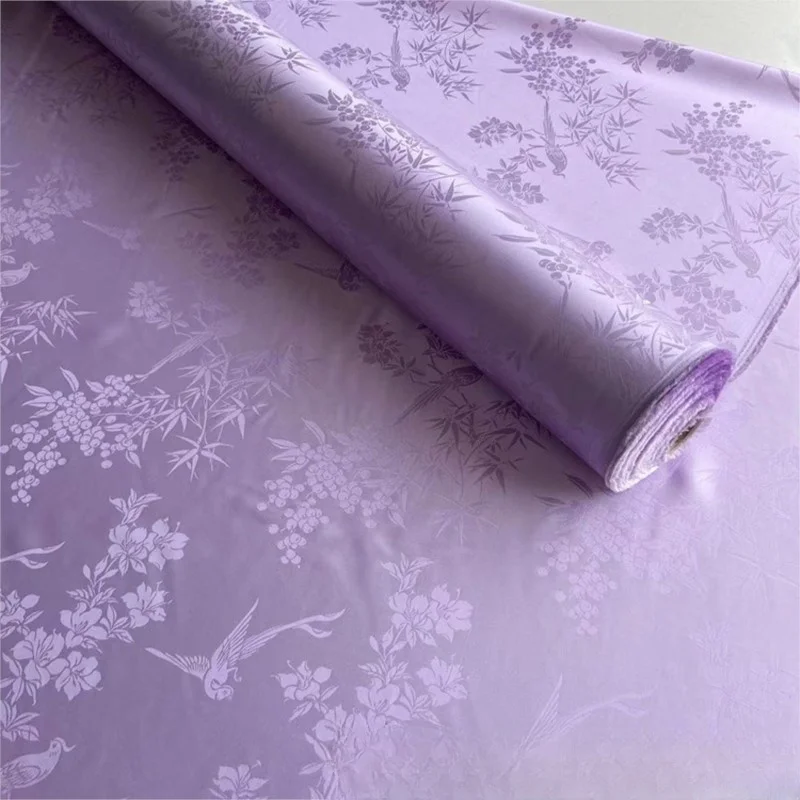 

Jacquard silk satin fabric Chinese-style flat-cut for Hanfu and cheongsam