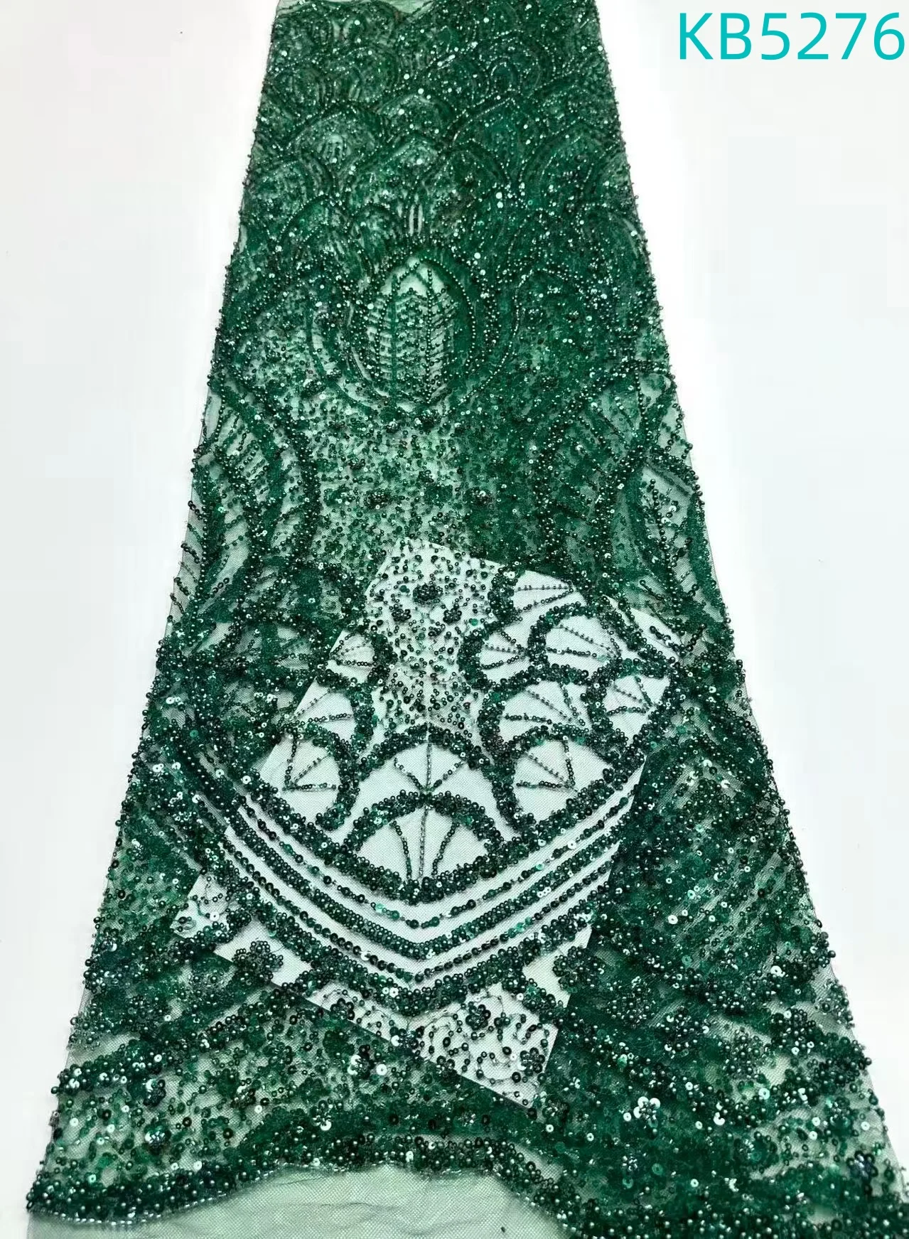 

2026 New 1 Yard Oliver Green Sequence Tulle Lace Fabrics Beaded Embroidery Net Beaded Fabrics For Making Women Wedding Dresses