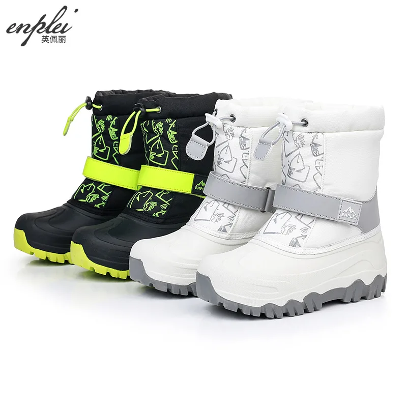 Botas de pato para niños, botas de nieve de invierno, botas impermeables y cálidas para niños y niñas, ideales para esquiar y actividades al aire libre.