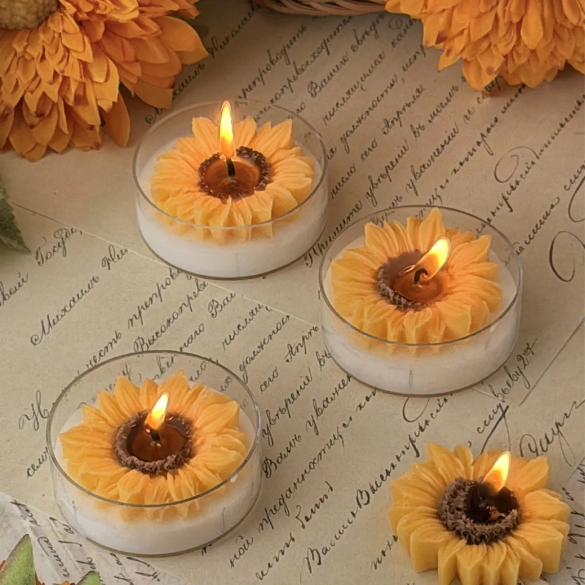 1pc Sunflower Flower Aromatherapy Candle Handmade Soy Wax Smokeless Aromatherapy Candle Home Decoration Creative Gift