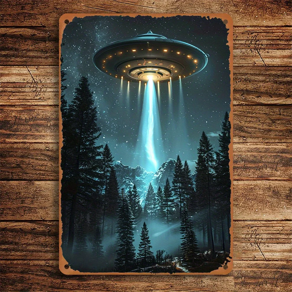 1PC I Want To Believe UFO Vintage Iron Wall Art, Home and Office Decor, Easy To Install, Reusable, Ideal Gift, 8x12 Inches