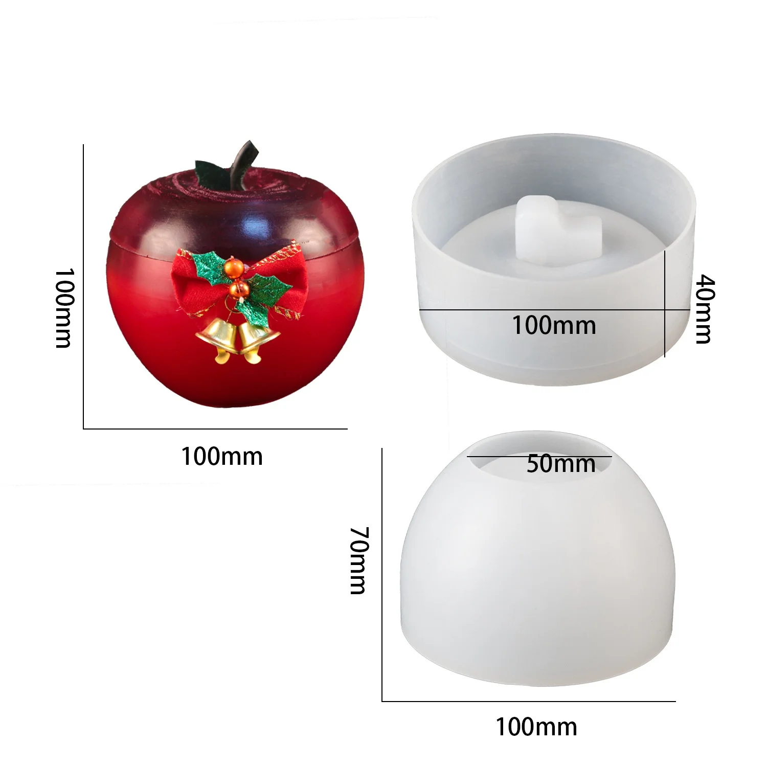 DIY epoxy resin mold Christmas Eve apple storage box scented candle silicone mold