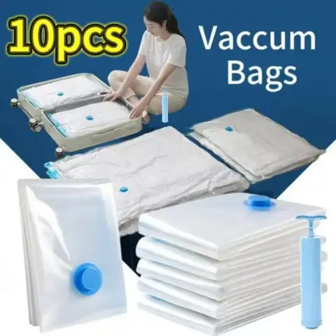 1-10pcs Thickened Vacuum Compression Bag,Transparent Quilt Vacuum Bags, Storage Bags, Household Clothing Storage and Sorting Bag