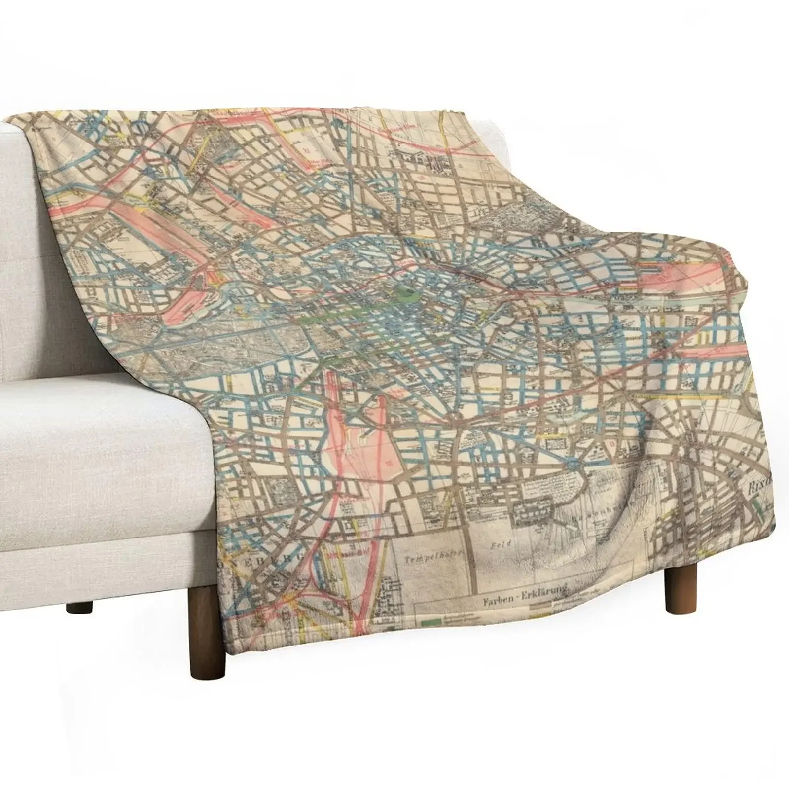 Vintage Map of Berlin Germany (1904) Throw Blanket Soft Beds Luxury Designer Blankets