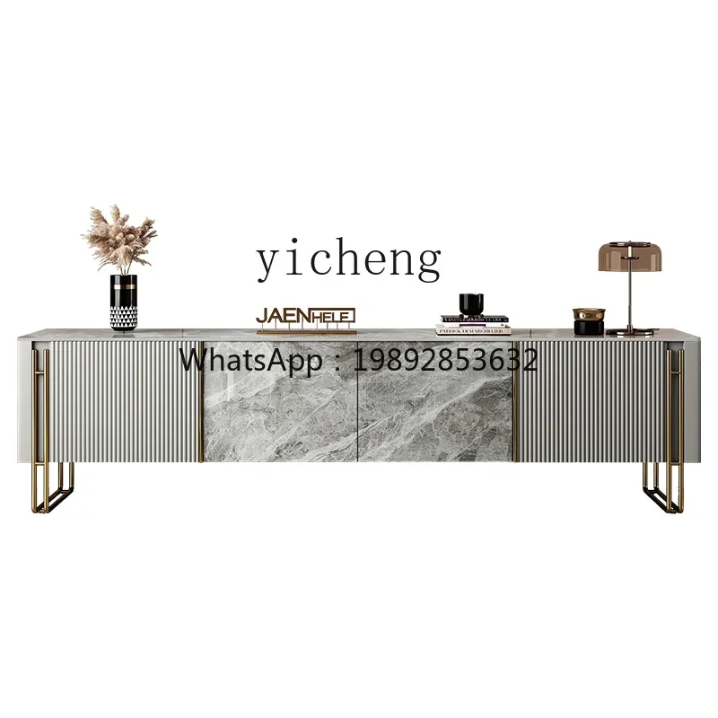 

W-7 Light Luxury Rock Slab TV Cabinet Modern Minimalist Living Room Bedroom Floor Coffee Table Set