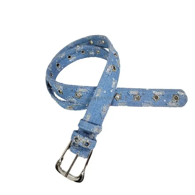 Fashionable Star Charm Punk Belt Men's Women Jeans Waist Band with Metal Buckle