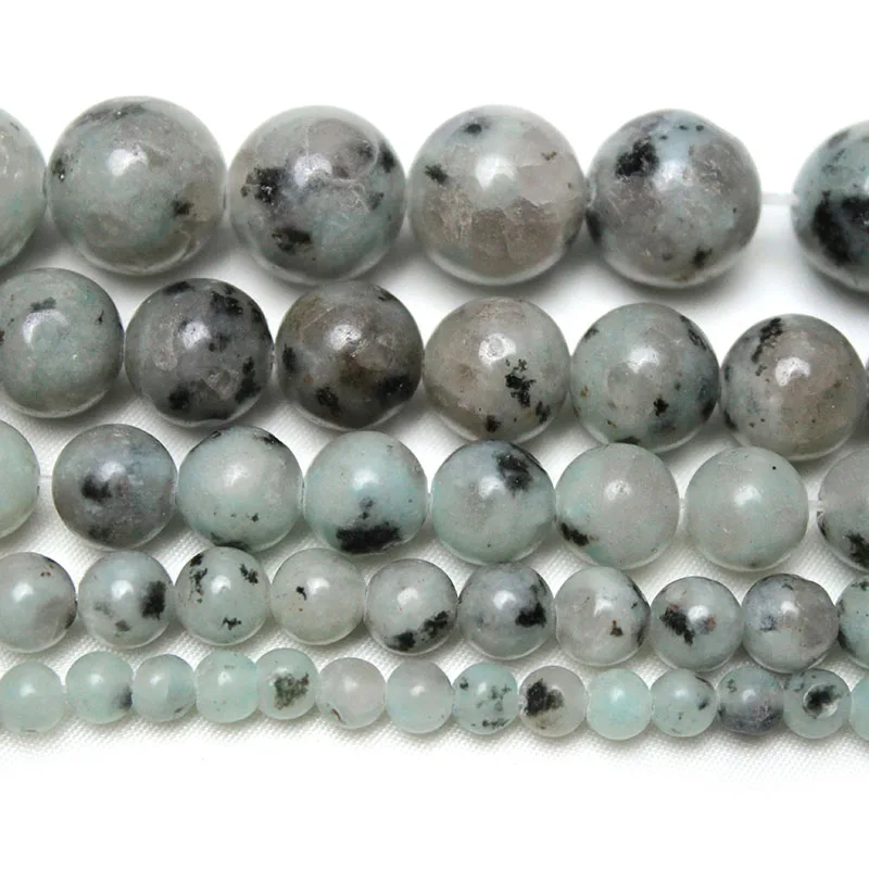 Natural Stone Beads Gray Blue Spot Jaspers Loose Spacer Round Beads For Jewelry Making DIY Charm Bracelet Accessories 4-12mm