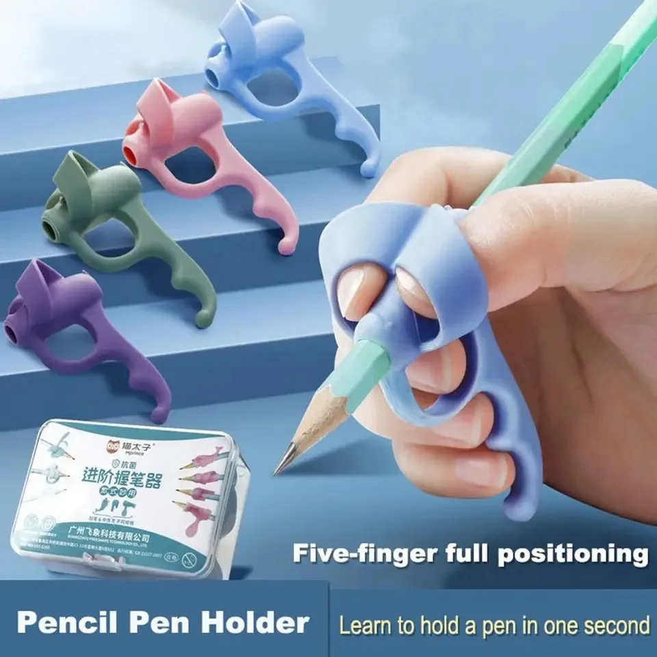 Kinder Schrijfhouding Pen Houder Zachte Siliconen Potlood Houder Voor Kinderen Leermiddel Grip Houdingscorrectie Briefpapier Cadeau