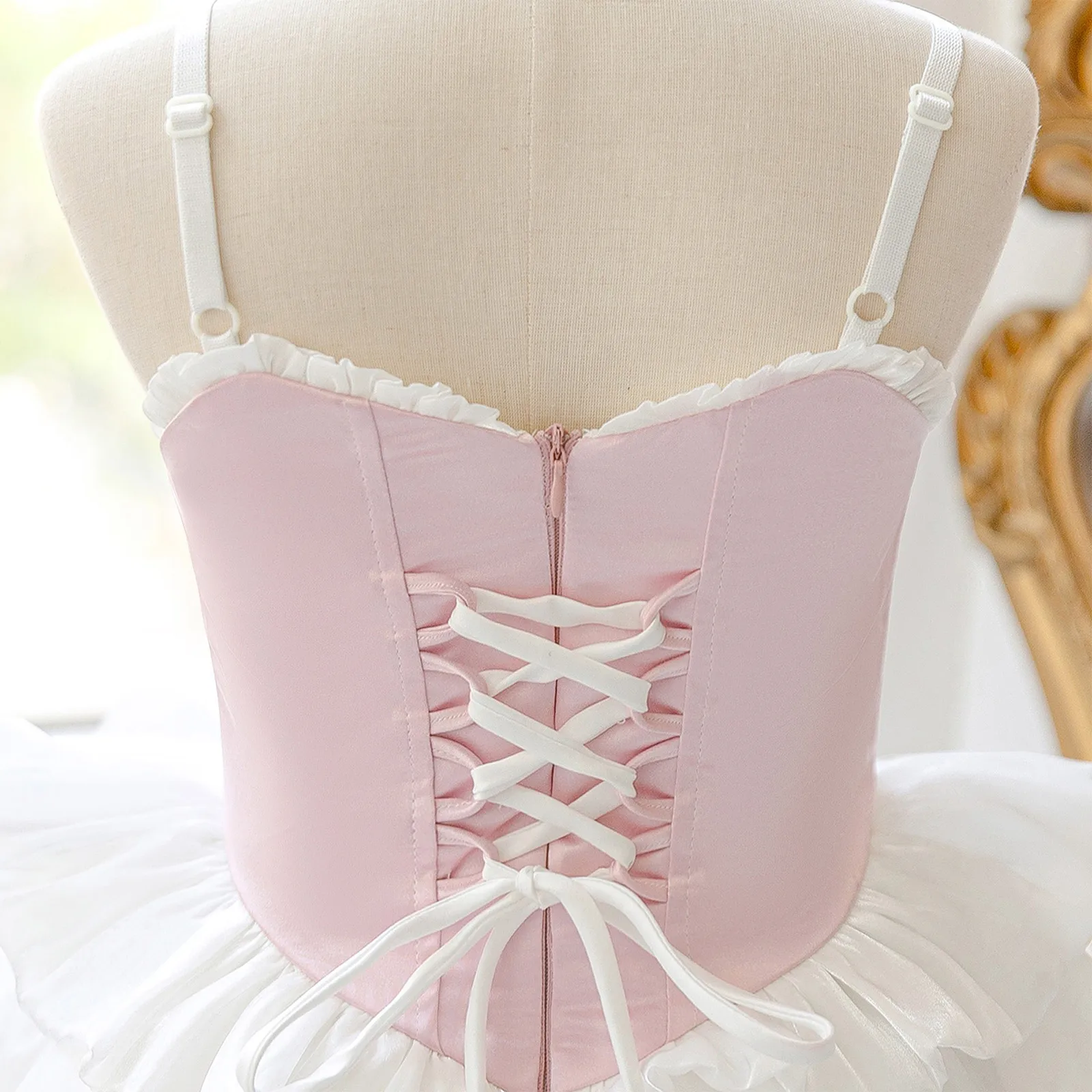 Kid Girls Color Block Tutu Ballet Dance Dress Adjustable Straps Bowknot Ruffles Bubble Dress for Dancing Party Stage Performance - view 4