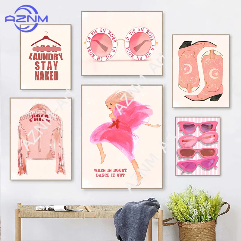 Retro Glam Fashion Magazine Posters Pink Luxury Beauty Self-centered Trendy Canvas Paintings Wall Art Pictures Girly Home Decor