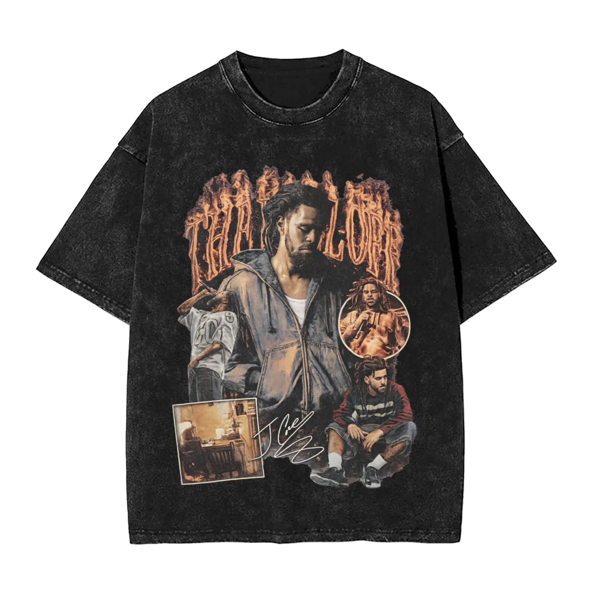 Summer J Cole The Fall Off 2026 Tour Washed T Shirt Outfit Harajuku T-Shirt  Men Women Tee Shirt