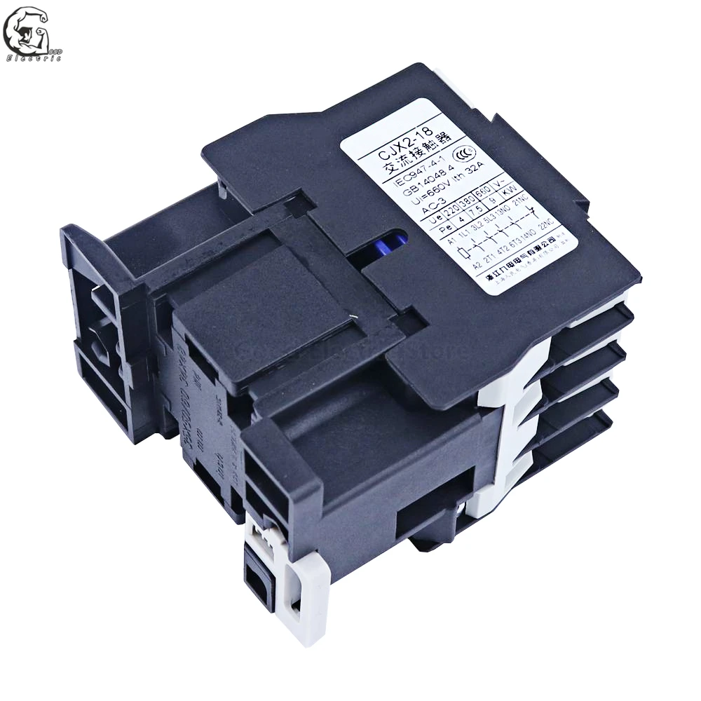 CJX2-3210 CJX2-3201 AC Contactor 32A 3 Phase 3Pole NO Coil Voltage 380V 220V 110V 36V 24V 50/60Hz Din Rail Mounted 3P+1NO/3P+1NC