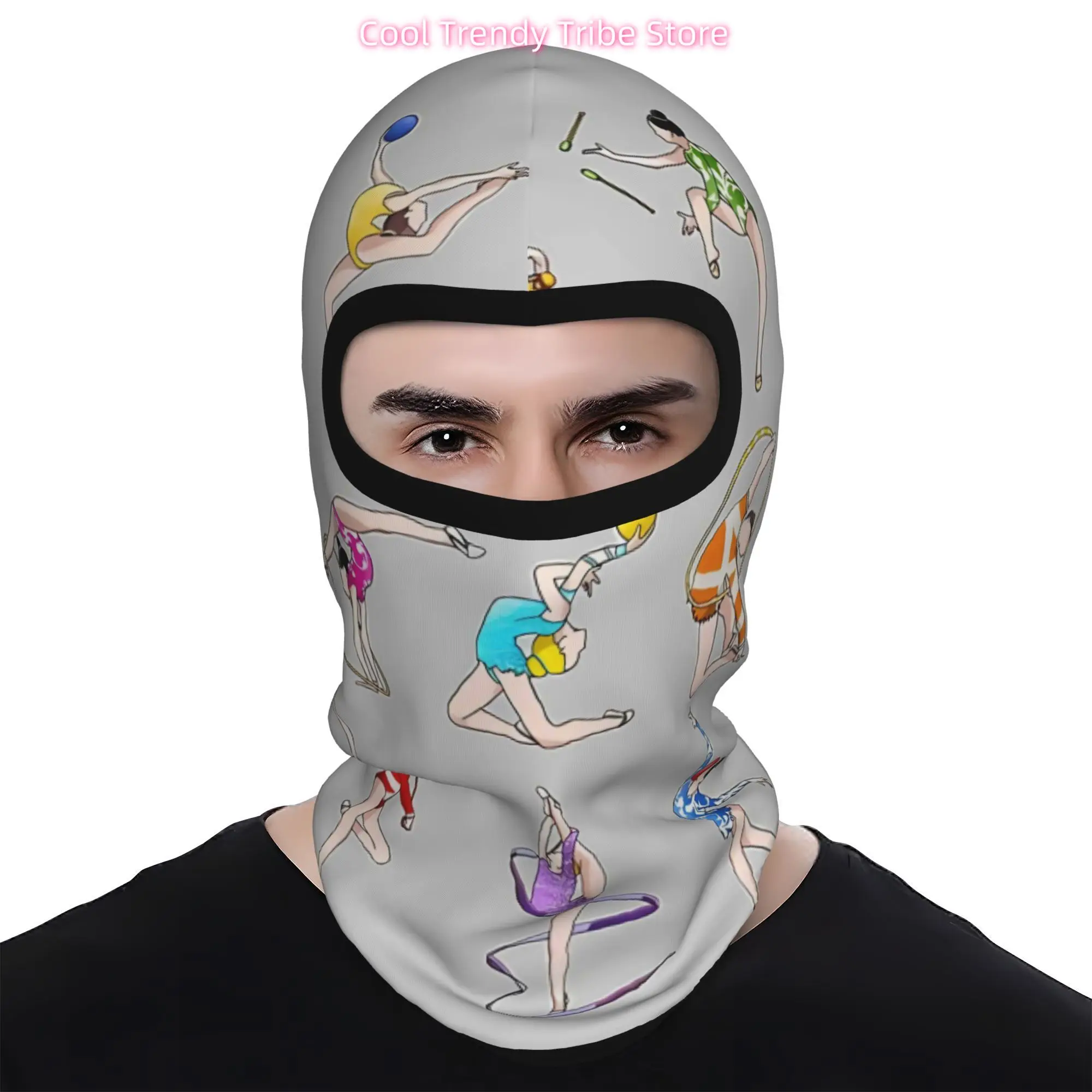 1pc Windproof Mask Rhythmic Gymnastics Positions Printed Windproof Balaclava Cycling Ski Face Cover And Neck Warmer 2D Print Des