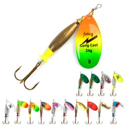 Uzun döküm Spinner yem balıkçılık cazibesi 4 #-18g 5 #-24g dönen Metal Spinbait kaşık Lures pike ile tiz kanca balıkçılık aksesuarları