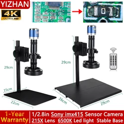 4K 48MP Industrial Microscope With 215X Magnification Lens, USB-C HDMI Digital Video Microscope With Sturdy Base For PCB Repair