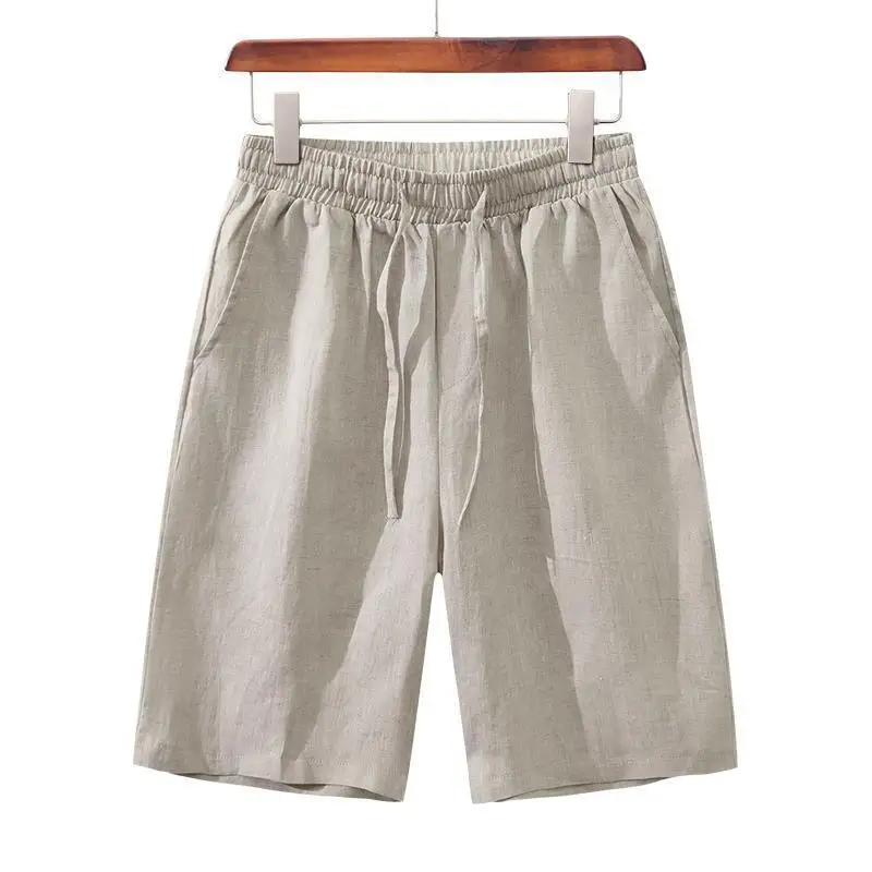 Pantaloni larghi da uomo in cotone e lino, taglio dritto, estivi, sottili, traspiranti, da spiaggia, casual, a gamba larga, comodi e leggeri