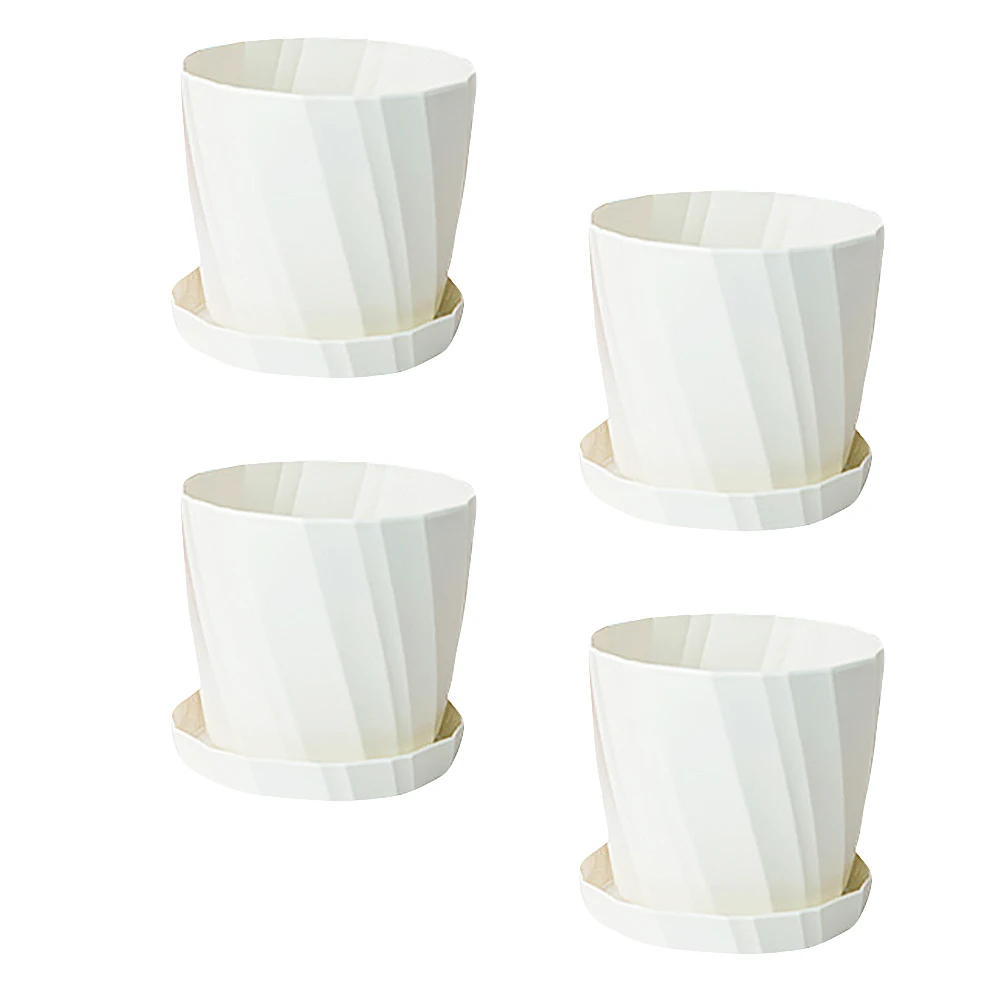 

4 Pcs Succulent Flower Pot Durable PP Material Simple Plant Home Ornament Outdoor Decoration Plastic Planter Bonsai Container