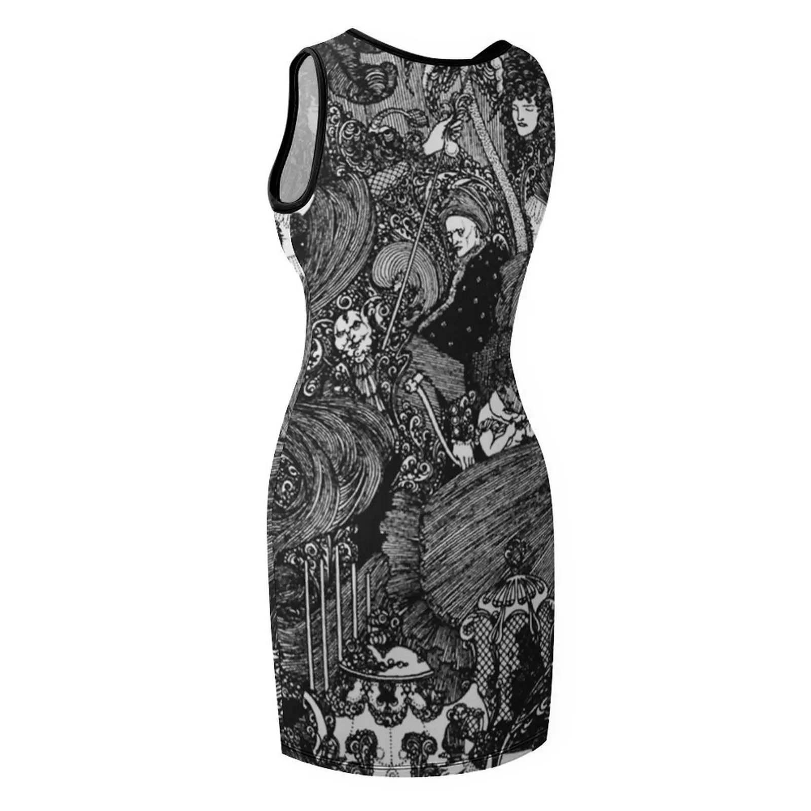 HD The Cave; autorstwa Aubrey'ego Beardsley'ego (1896) Sukienka bez rękawów Damskie sukienki Sukienki na studniówkę Odzież